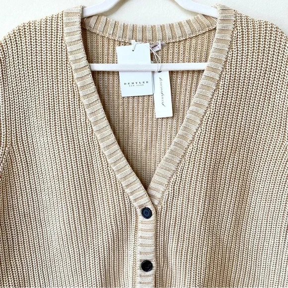 NWT Anthropologie DEMYLEE Dorothee Cotton Cozy Sweater Vest Knit Button Creme - Picture 8 of 9